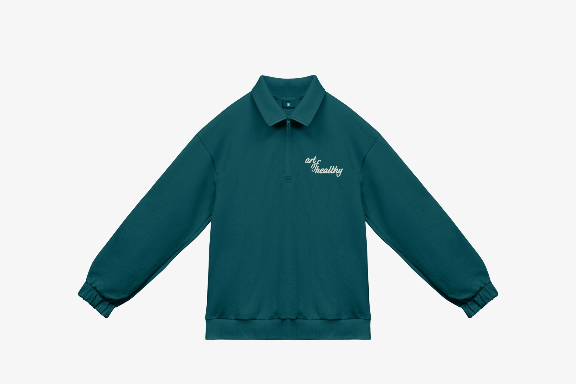 Толстовка с воротом на молнии унисекс, зеленая